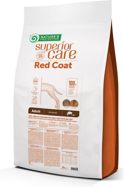 Nature's Protection Suprior care droog graanvrij voer voor volwassen honden van alle rassen met rode vacht, met zalm 10kg.