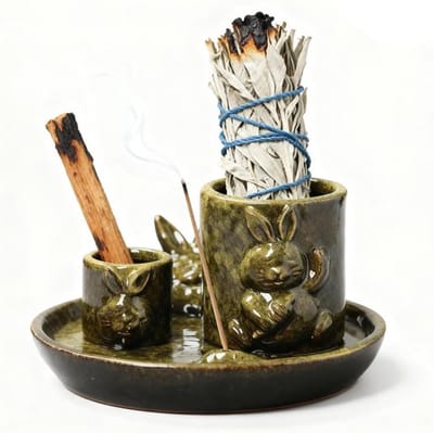 4-in-1 Branders voor Wierook, Palo Santo en Salie - Wierookhouder en Kaarsenhouder voor Meditatie en Yoga Ruimte