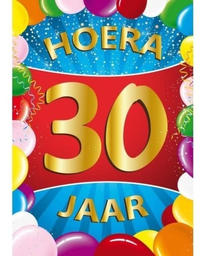 Bellatio Decorations Verjaardag deurposter - 30 jaar - multi - 59 x 84 cm - feestartikelen