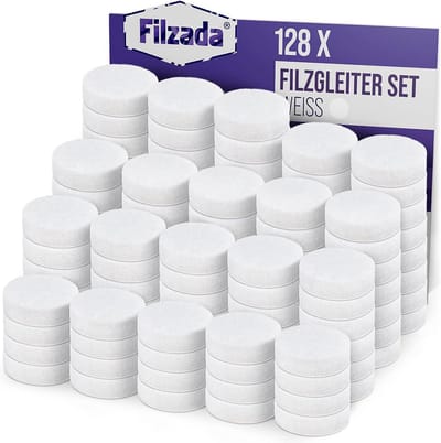 128x Zelfklevende Viltglijders Rond 20 mm Wit Professionele Kwaliteit