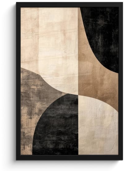Poster in lijst - Fotolijst 40x60 cm - Posters - Abstract - Vlakken - Zwart - Rond - Posterlijst zwart - Decoratie - Wanddecoratie woonkamer - Muurdecoratie slaapkamer