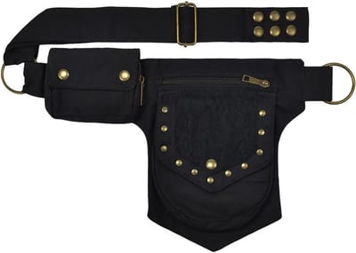 Dames heuptas met gothic ontwerp, praktische beenzak en comfortabele taille tas voor reizen, zwart katoen