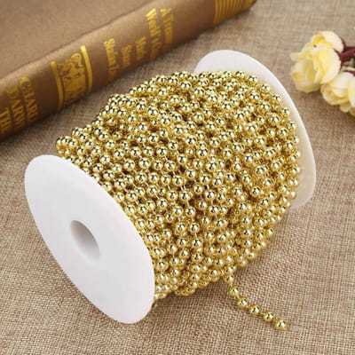 Dailygoods- Parelslinger 25 meter - Decoratieve Trim - Bruiloft/Party - ABS Imitatiekralen - Goud/Zilver - Hoge Kwaliteit - Decoratieketting