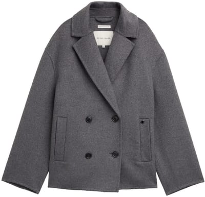 Tom Tailor - Caban jas met wol - Maat XL - dark anthra melange