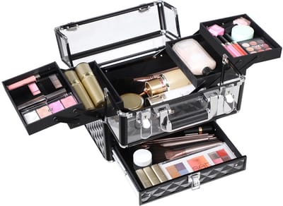 SONGMICS - Make Up Koffer - Professionele Cosmetica Organizer - Meerdere Lagen - Transparant Acryl
