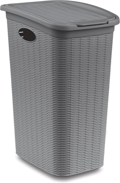 Smal Rotanlook Wasmand 36 Liter Lichtgrijs met Deksel en Handvatten