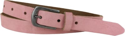 Smalle Dames Riem | Kleur: roze | 2cm breed | Riemmaat: 85cm (totale lengte: 100cm) | 100% echt leer | Nikkelvrije gesp