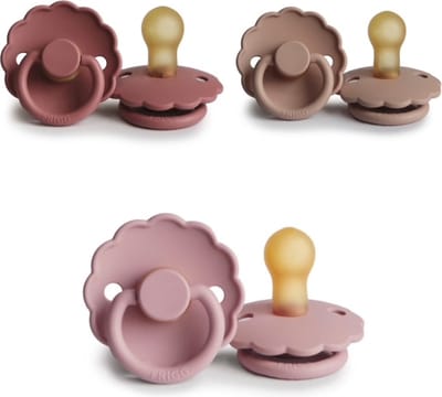 FRIGG DAISY Fopspeen LATEX set 3 stuks Dusty Rose, Baby Pink en Blush 6-18 maand