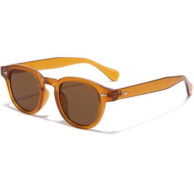 Damesmode Elliptisch Montuur Klinknagel Decoratieve Zonnebril Heren Autorijden Zonnebrand UV400 Bril Retro Klein Montuur Zonnebril orange
