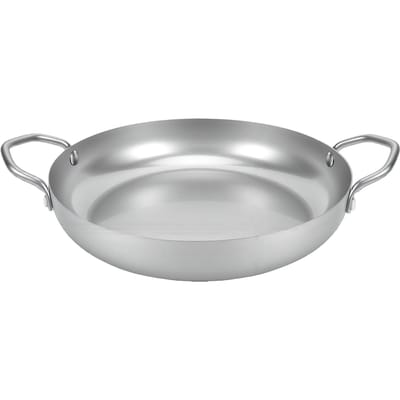 Poêle à Paella Antiadhésive 26cm Finition Mate Acier Inoxydable Poêle à Paella avec Poignées Intégrées pour la Cuisine Maison