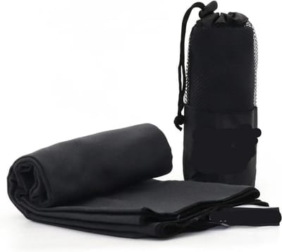 Microvezel Handdoek - Sneldrogende doek - Sport en Strand - Anti-slip oppervlak - 80x180cm - Zwart