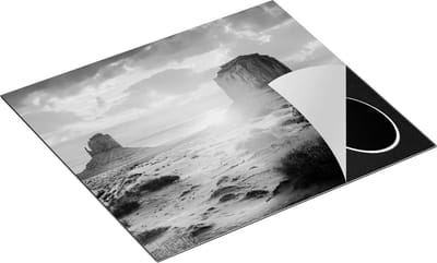 Chefcare Inductie Beschermer Zonsondergang in Woestijn Monument Valley - Zwart Wit - 60x50 cm - Afdekplaat Inductie - Kookplaat Beschermer - Inductie Mat
