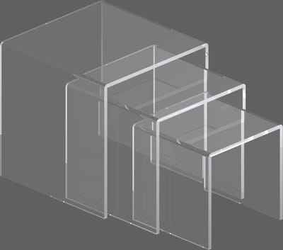 set van 3 acryl brugjes voor étalage presentatie (14*14*14 / 12*12*12 / 10*10*10cm)