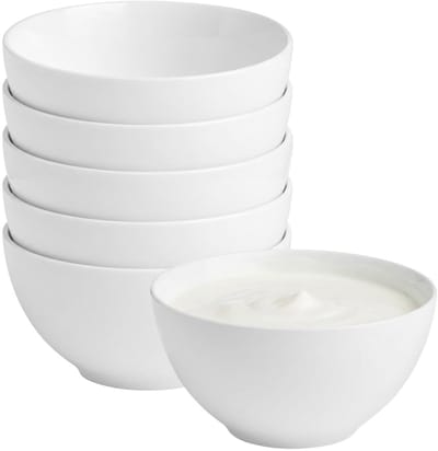 Vessia Kommetjes / serveer schaaltjes Limoges - 6x - porselein - 16 x 8 cm - wit - Stapelbaar - 1000 ml - soepkommen - schalen - keuken