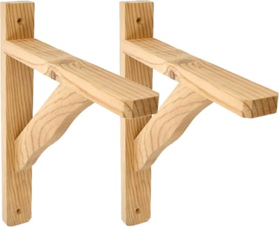 AMIG Plankdrager/planksteun van hout - 2x - lichtbruin - H230 x B170 mm - boekenplank steunen - tot 90 kg