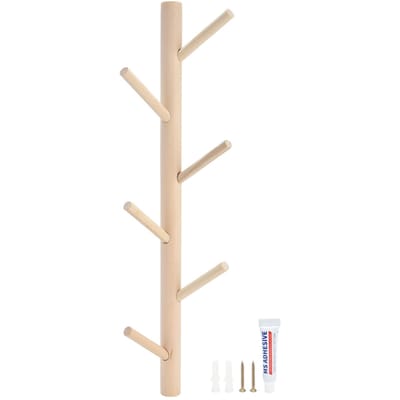 Porte-manteau mural sans perçage, porte-serviettes, porte-chapeaux en forme de branche d'arbre pour salon(Bois