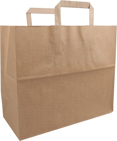 Take Away Tas - Papier - 32x 17x27cm - Papieren Draagtassen - Bruin - 25 stuks