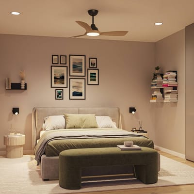 Philips Olas Ventilator met LED lamp - Diameter: 106cm - Instelbaar wit licht van 3000K tot 6500K - Dimbaar tot 5% - Inclusief afstandsbediening - 2650 Lumen - Zwart/Hout