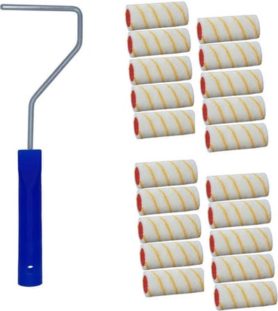 20x verfroller / vachtrollers incl rollerbeugel - 10 cm - rollers voor het schilderen van wanden en plafonds