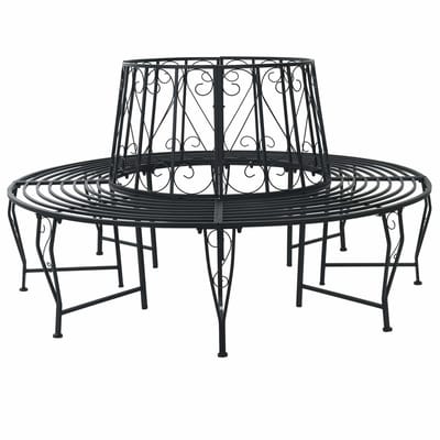 vidaXL - Boom - Bank - Ø - 160 - x - 89 - cm - Staal - Zwart - Rond
