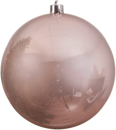 Decoris Kerstbal - lichtroze - groot - 14 cm - kunststof - glans - kerstversiering