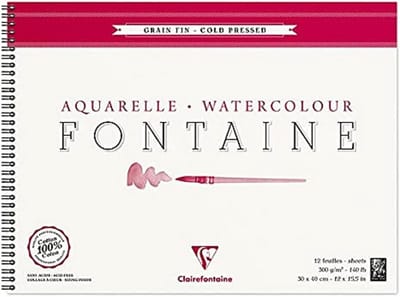 Aquarelpapier 30 x 40 cm 300 g/m² - 12 vel Gebonden Pad voor Natte Technieken