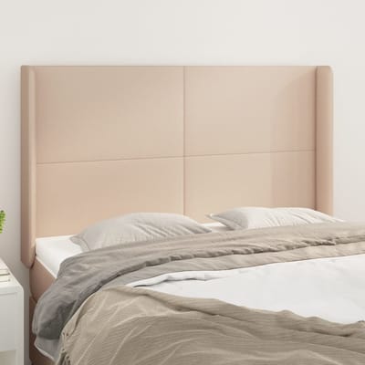vidaXL - Hoofdbord - met - randen - 147x16x118/128cm - kunstleer - cappuccinokleur