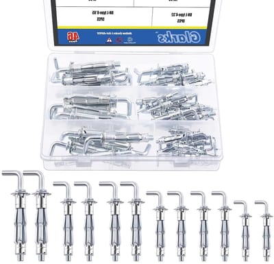 Complete Set van 47 L-Vormige Holle Wandankers met 6 Maten voor Bevestiging in Holle Wanden en Plastic Platen