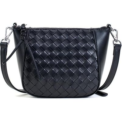 Sac à bandoulière en cuir véritable pour femme, nouveau sac d'été polyvalent haut de gamme en cuir tissé pour les déplacements quotidiens black
