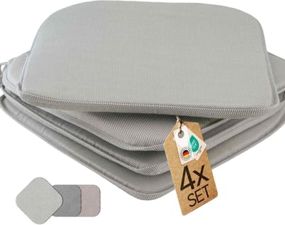 etérea Zitkussen Stoelkussen - Alice Seat Cushion 4 Stuk - 38x38 cm - strepen zilver