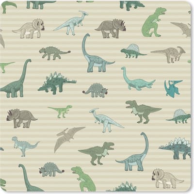 Muismat 20x20 cm - Mousepad Dinosaurus - Bruin - Groen - Jongens - Meisjes - Kinderen - Muismatten