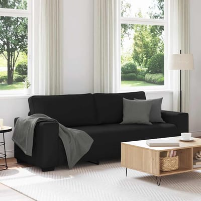 vidaXL - 3-zitsbank - 220x77x82 - cm - stof - zwart