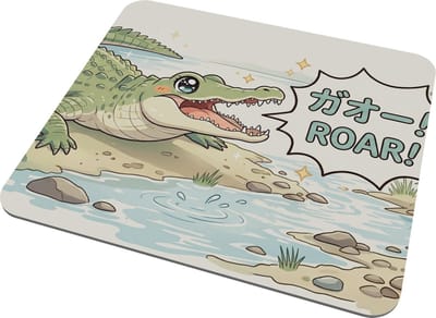 Kawaii Series Muismat Schattige Krokodil met Roar Tekst en Japanse Anime Stijl voor op het Bureau - Pastel Groene Dieren Muismat voor Gaming en Thuiswerken - Uniek Cadeau voor haar: Vriendin & Collega - Decoratieve Werkplek Accessoire