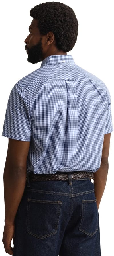 Gant overhemd blauw geruit met borstzak