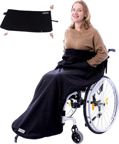 Belieff Rolstoel Deken Met Heating Systeem – Voetenzak - Handzakken – Wind- en Waterdicht - Unisex - 100% Polyester - Fleece Gevoerd - Rolstoel Voetenzak Volwassenen - Warm & Comfortabel