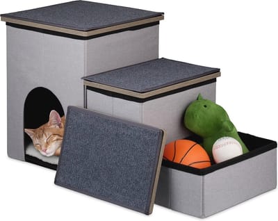 Omgoods - Honden Trap met 3 Treden en Opbergruimte