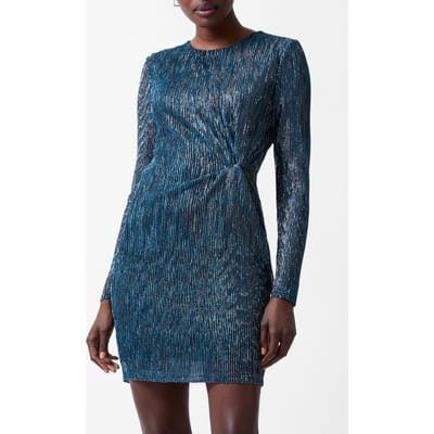 French Connection Tamy Lurex Ls Fitted Mini Dres Silver Size: XS | Mini Dresses Outlet | Dames | Blauw