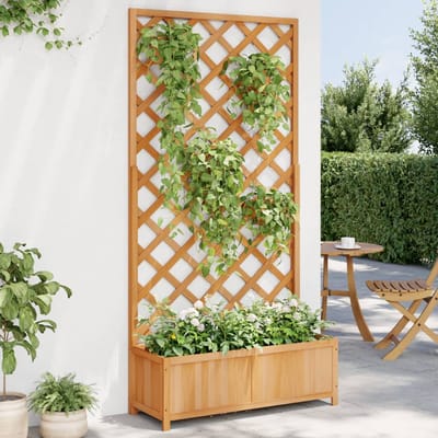 vidaXL Plantenbak met latwerk 90x35x180 cm massief vurenhout bruin