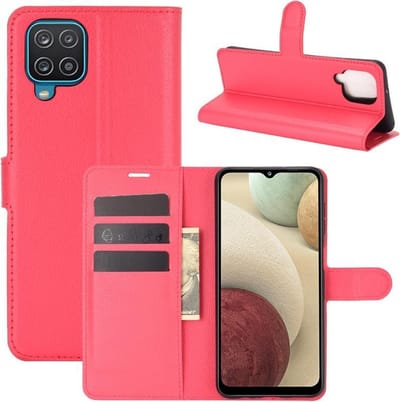 MobyDefend Hoesje - Geschikt voor Samsung Galaxy A12 / M12 - Kunstleren Wallet Book Case (Sluiting Voorkant) - Rood