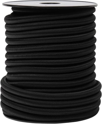 Rubberen spanner - Elastisch koord - Zaken vastzetten - Gevlochten nylon mantel - Ø 10mm x 20m - Zwart