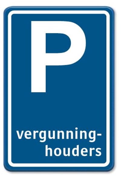 Parkeerbord Vergunninghouders - blauw - Weerbestendig Aluminium - 40x60 cm - Bevestiging: Zonder bevestiging (alleen het bord)
