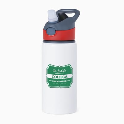 Hacebo® - De leukste collega van de wereld waterfles met rietje rood - iemand die een collega is - leukste ooit - werk - collega - verjaardagscadeau - kado - gift - geschenk - afscheidscadeau - welkomscadeau - water fles - 650ML