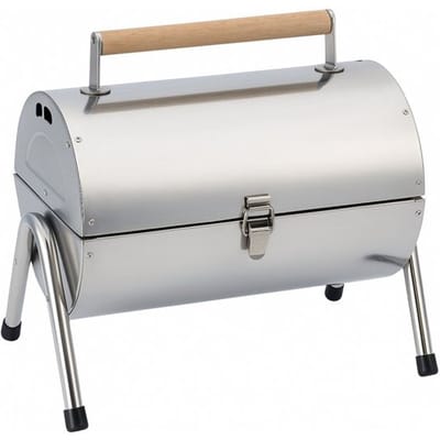 Alpina houtskoolbarbecue - Draagbare barbecue met handvat - Campingbarbecue met ventilatie en vergrendelingsclip - Compacte houtskoolbarbecue 38 x 30