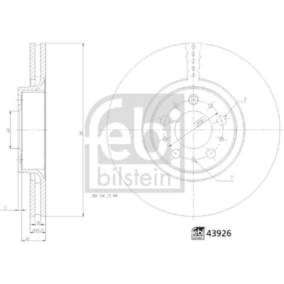 Remschijf FEBI BILSTEIN 43926 voorkant, geventileerd, 1 Stuk