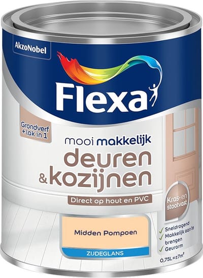 Flexa - Mooi Makkelijk Deuren & Kozijnen Zijdeglans - Midden Pompoen - Mengverf - 750 Ml