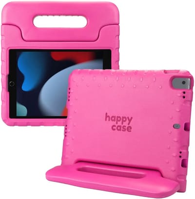 HappyCase Kinder Tablethoes Geschikt voor iPad 11 (2025) A16 / 10.9 (2022) | Kindvriendelijke Hoes | Beschemhoes | Kinderhoes | met Handvat en Standaard | Roze