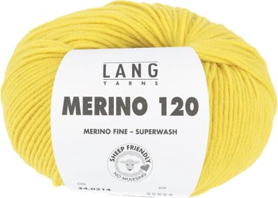 Lang Yarns Merino 120 - 214 geel - Merinowol Garen