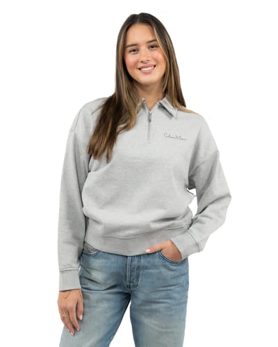 Calvin Klein Trui Ls French Terry Grap Lv047e824g History Grey Heather Dames Maat - M