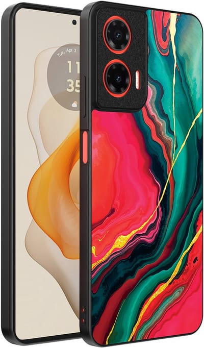 Smartphonica Telefoonhoesje Geschikt voor Motorola Moto G Stylus 2024 met Rood Groen Marmer Opdruk - TPU Backcover Case Red Green Marble Design geschikt voor Motorola Moto G Stylus 2024