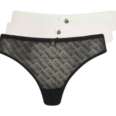 Ted Baker Nelly 3 Pk Lace & Mesh Print Brief Jet Black/icy Pink/ Whisp Maat: S | Slipjes Outlet | Dames | Zwart